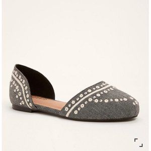 Torrid Studded Chambray D'orsay Flats Gray Blue 9 Wide